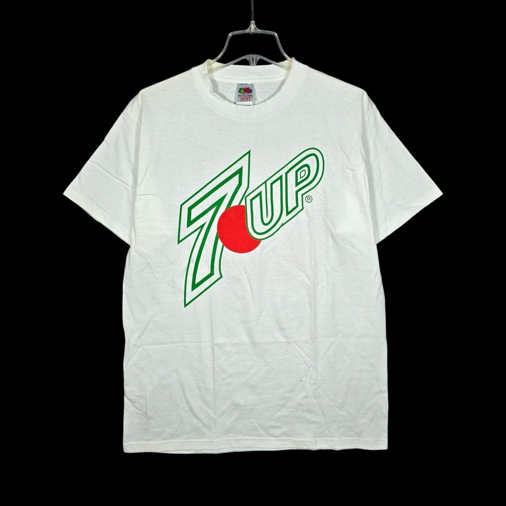 Vintage 7Up T-Shirt‎ Men's Large Soda White Promo Graphic Logo Pepsi 90s NWOT